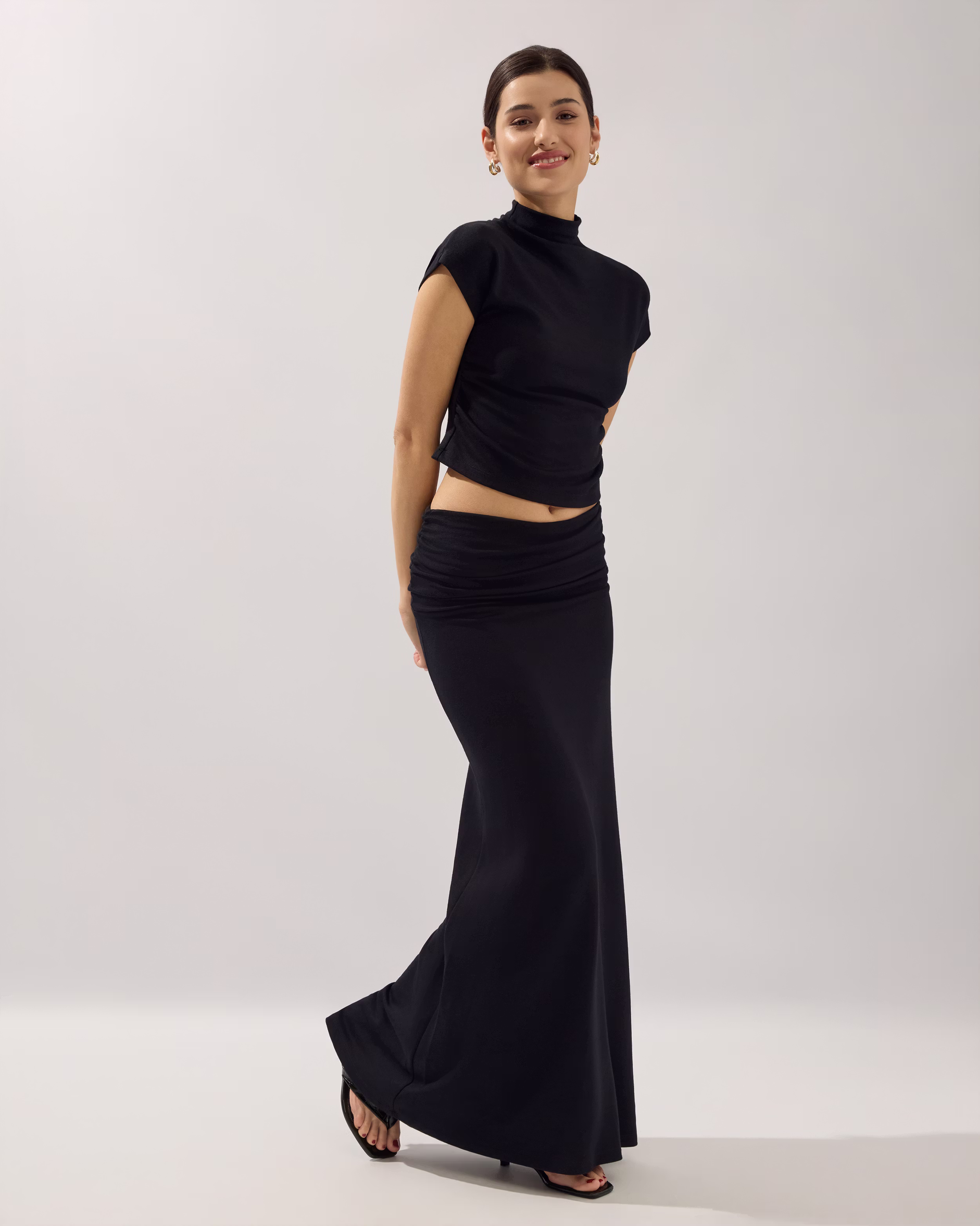 Onyx high neck top and maxi skirt. St. Threadz