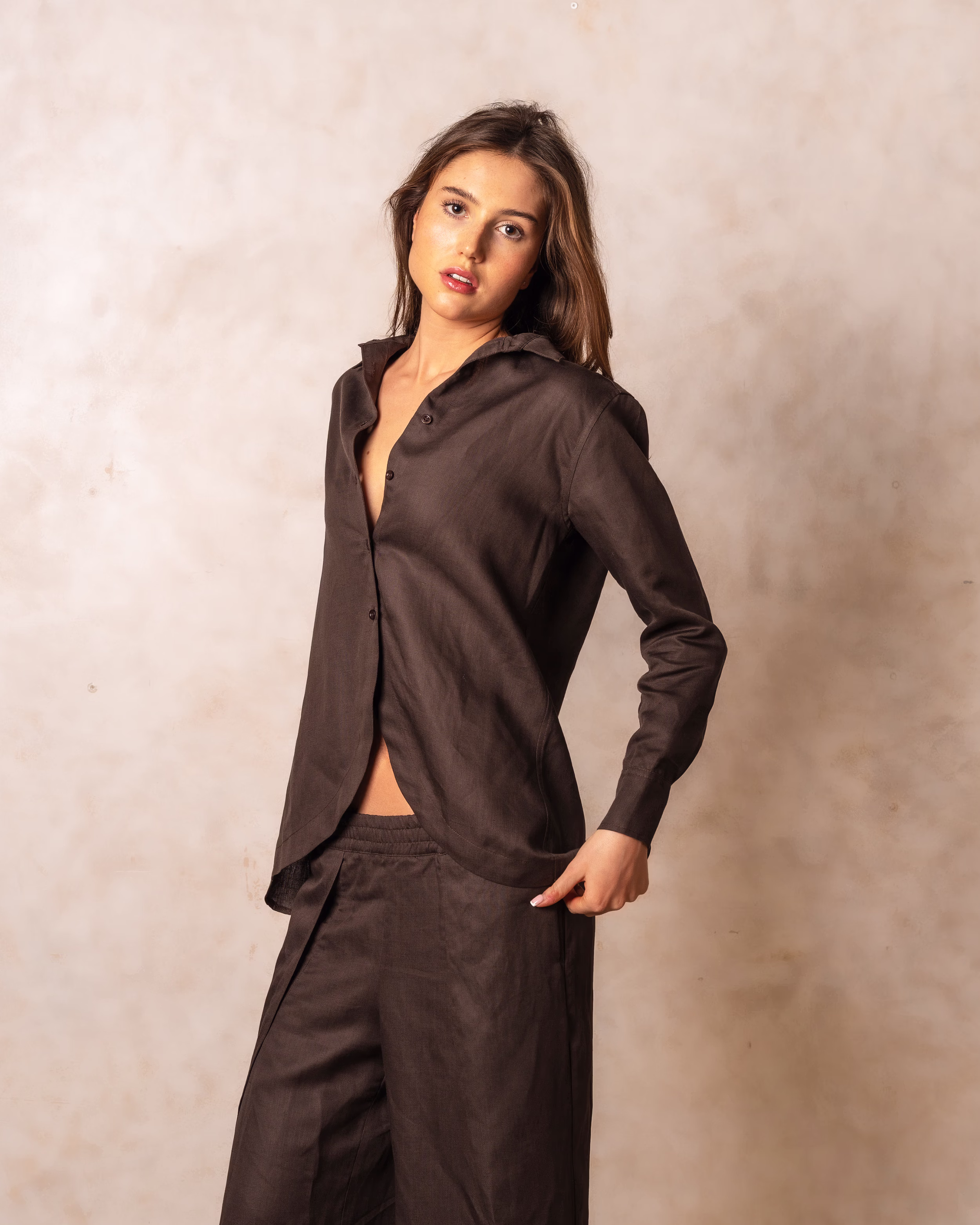 DSC01916-2500x3125px Brown linem co-ord for summer, Breathable, timeless and elegant design